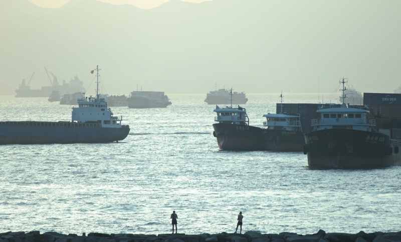 day, travel, cargo pier, west kowloon, transportation, real people, sea, sailboat, ship, nature, silhouette, passenger craft, hong kong, sky, nautical vessel