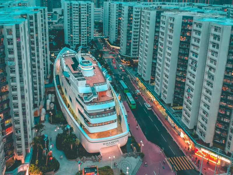 apartment, boat, music, road, city street, rise, cover, high, no people, city life, buildings, picture, kowloon, modern, office building exterior, whampoa