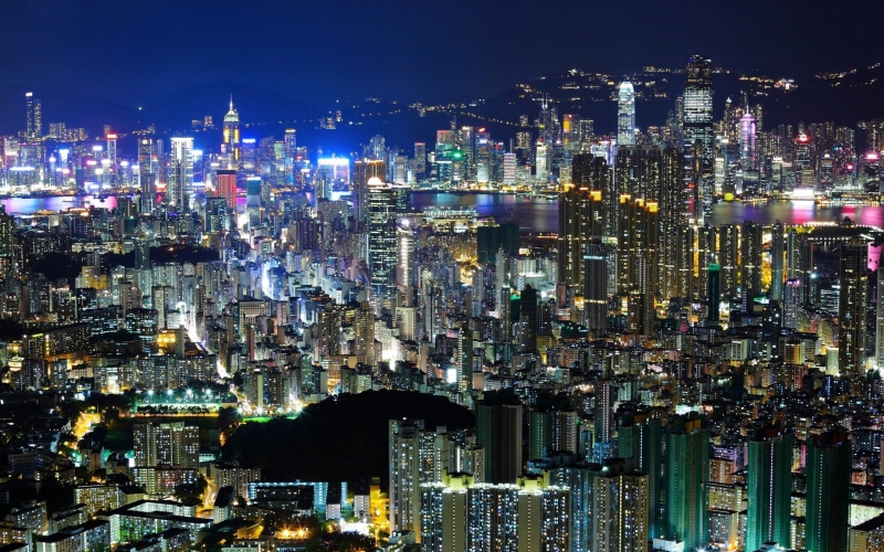 building Exterior, tall - High, urban Skyline, city, building, neon Light, hong Kong, light, downtown District, financial District, mountain Peak, architecture