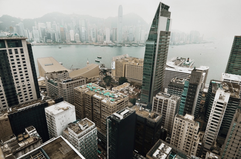 day, downtown District, haze, skyscraper, building, city Life, travel, fog, china, hunghom, street, built Structure, tower, travel Destinations, 4K, building Exterior