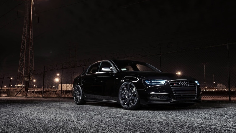 garage, sedan, wheel, luxury, car, night, outdoors, Audi S4, no people, street, vintage car, retro styled, illuminated, motor vehicle, parking garage, architecture