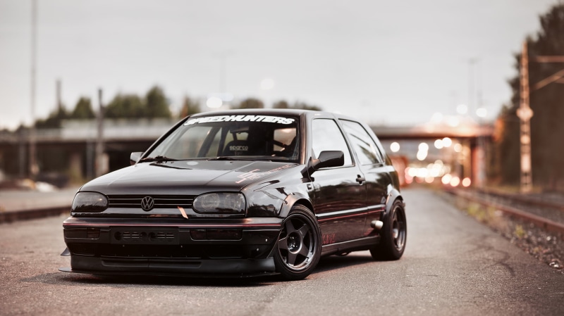 retro Styled, tuning, transportation, classic, driving, focus on foreground, old-fashioned, front View, small, sedan, traffic, building exterior, new, old