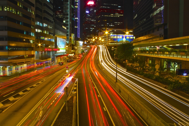 city Life, Central, hong Kong, buses, asia, building Exterior, transportation, highway, motion, Central  Hong Kong, trails, street Light, 4K, lapse, nighttime