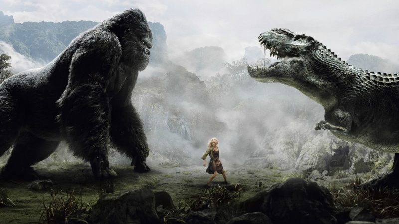 king, sky, standing, 1080P, movies, kong, animal wildlife, outdoors, nature, movie, poster, sculpture, mountain, beauty in nature, rock, day, representation
