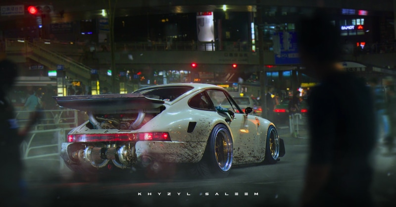 720P, Porsche 911 Turbo, Porsche, car, Khyzyl Saleem, render, artwork, twin-turbo