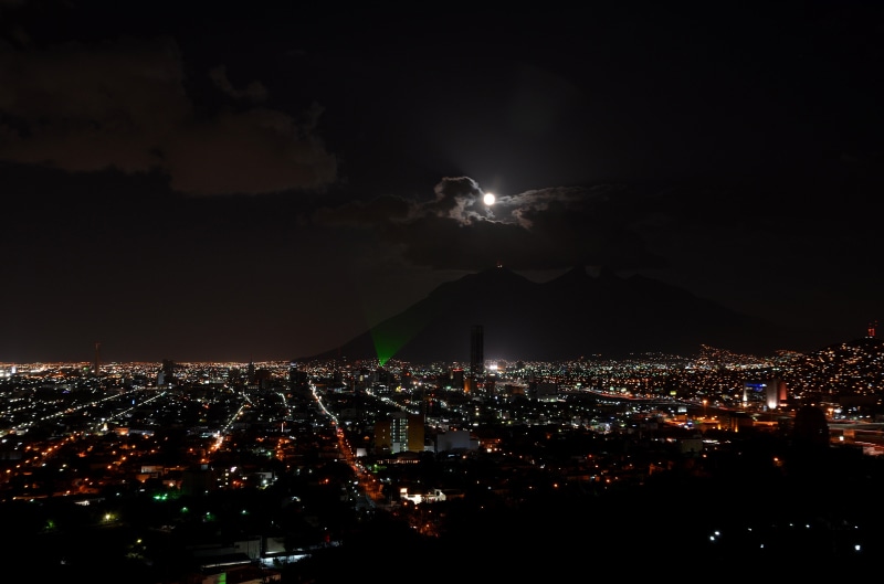 building, cloud - sky, night, lightning, moonlight, travel destinations, skyscraper, monterrey, crowded, horizon, power in nature, cityscape, office building exterior