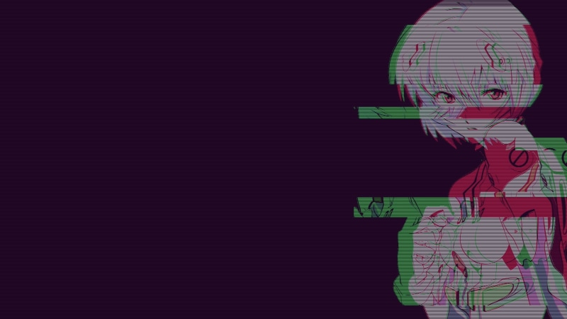 Ayanami Rei, 1080P, glitch art, vaporwave, digital art, Neon Genesis Evangelion
