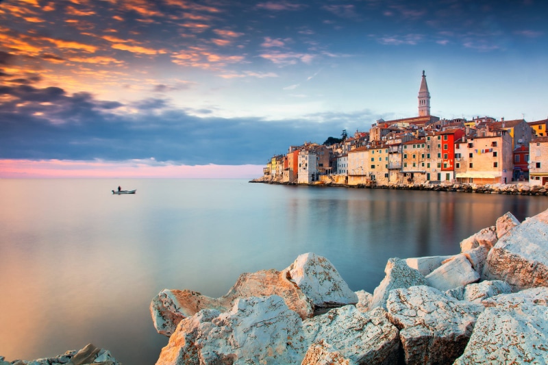 Rovinj, 1080P, Croatia, sky, building, boat, city, rocks, sea, architecture, Adnan Bubalo, landscape, clouds