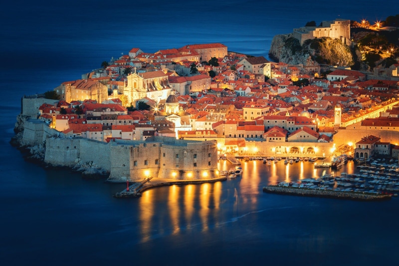 fortress, Croatia, Dubrovnik, building, 1080P, Adriatic Sea, home, The Adriatic sea, sea, Old town, night city