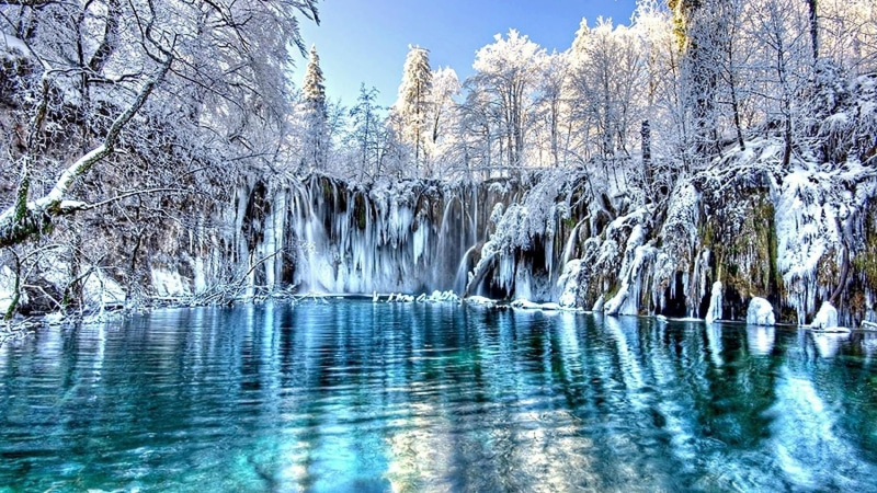 frozen, plitvice national park, europe, waterfall, croatia, winter, national park, 1080P, frost