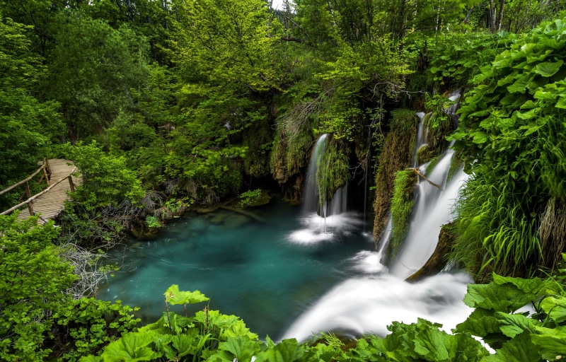 national, hd, croatia, vegetation, 1080P, wooden, pictures, lakes, desktop, bridge, green, plitvice, park, waterfalls, gallery