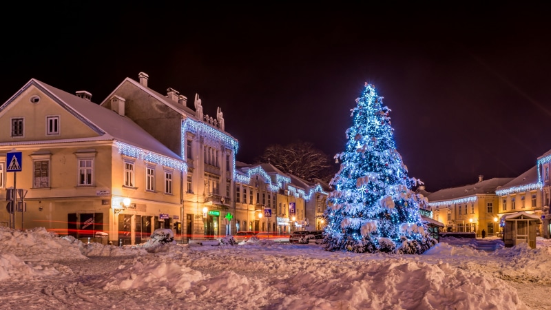 blue, Winter, Snow, Tree, Night, Zagreb Samobor, Home, christmas ornament, no people, christmas lights, white, illuminated, holiday - event, The city, christmas