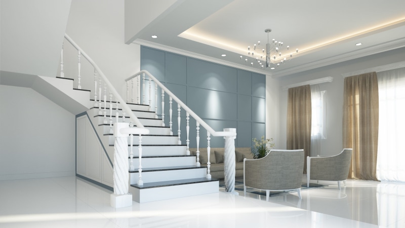 lifestyles, furniture, elegance, building, render, flooring, built structure, no people, neoclassical, 2K, house, wealth, steps and staircases, entrance hall