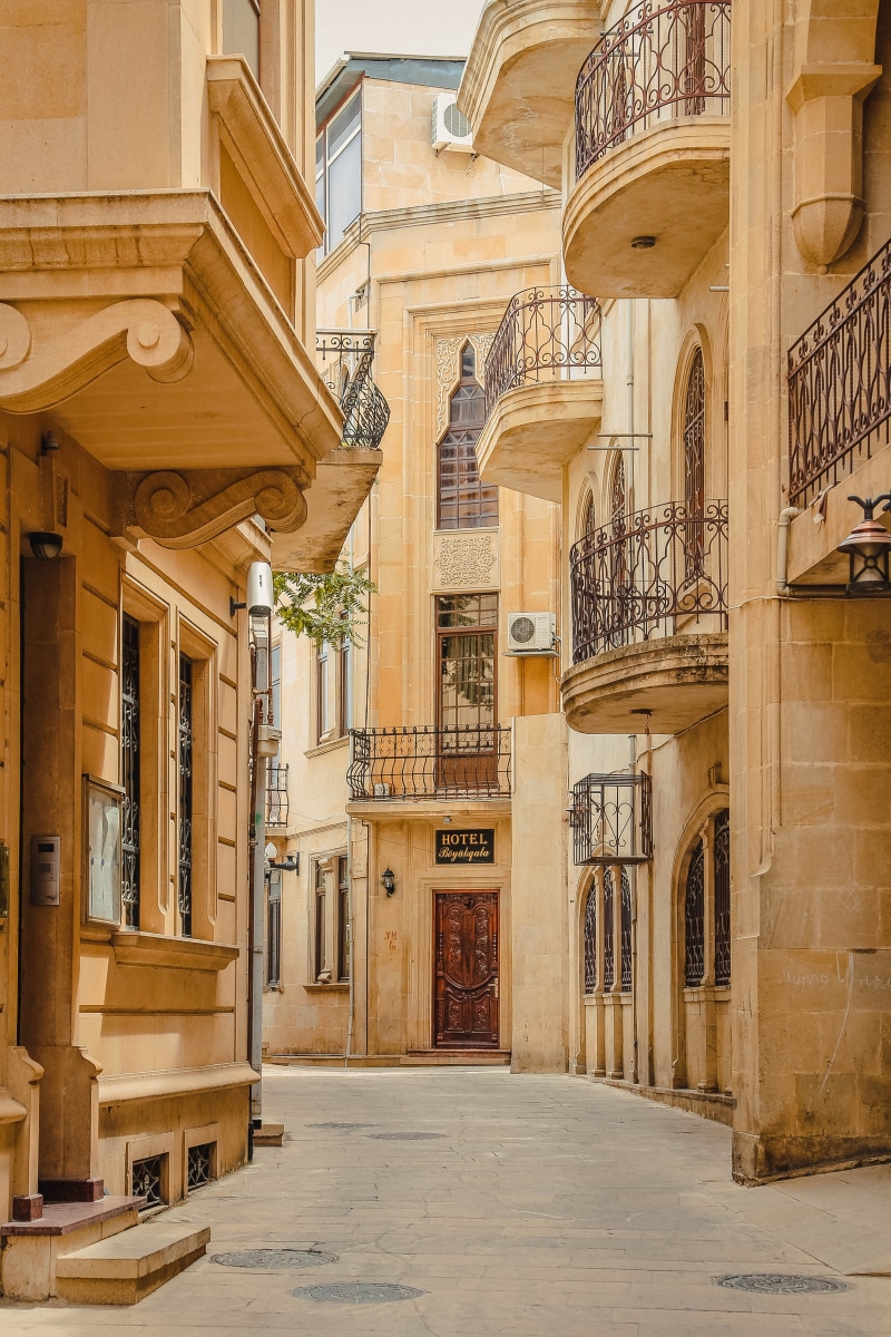 life, azerbaijan, famous, ornate, feature, alleyway, door, past, place, built structure, lighting equipment, the past, ceiling, entrance, urban, decoration