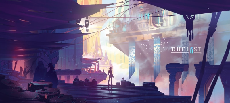  1080P, sky, duelist, video games, text, building exterior, city, Duelyst, steps and staircases, sunset, concept art, building, artwork, day