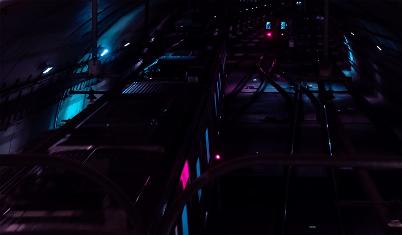 autumn, building, staircase, illuminated, low angle view, dark, transportation, creepy, blue, architecture, lighting equipment, cyan, nightlife, built structure