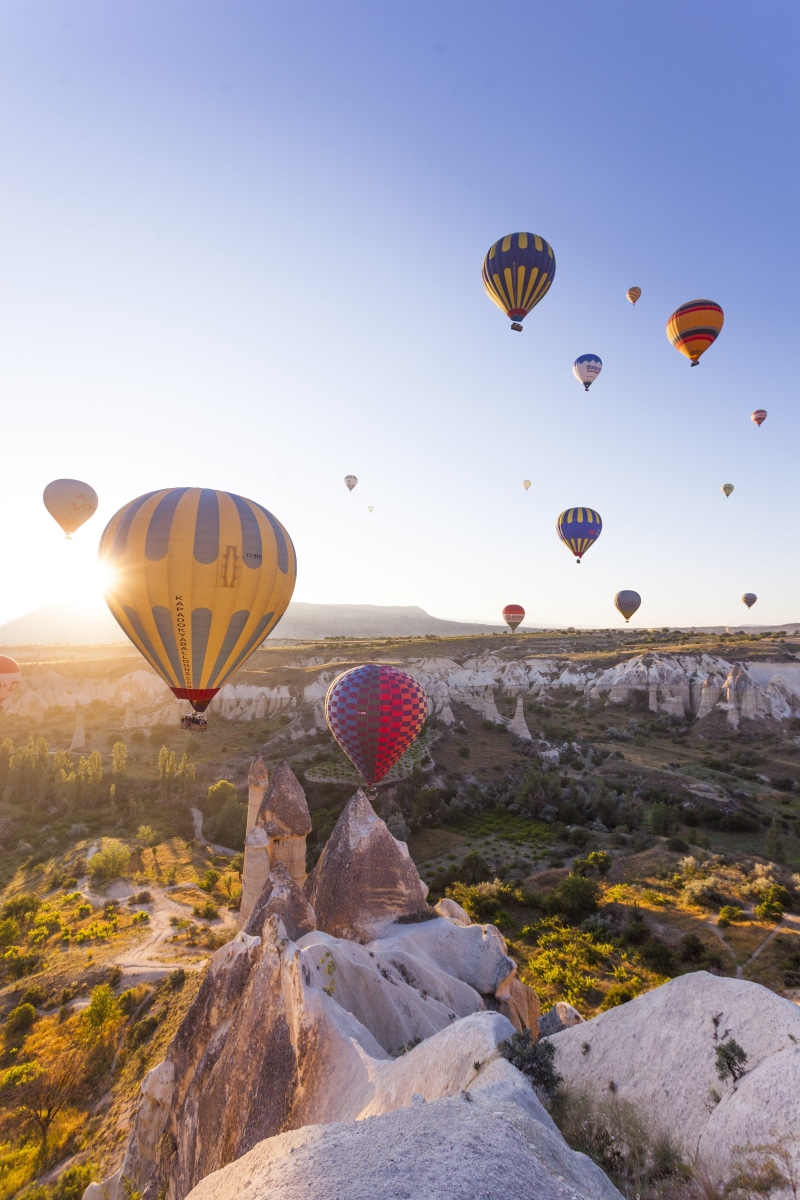 turkey - Middle East, air, hot, mid-air, travel, outdoors, flying, beauty in nature, air Vehicle, mode of transportation, scenics - nature, balloons, extreme sports