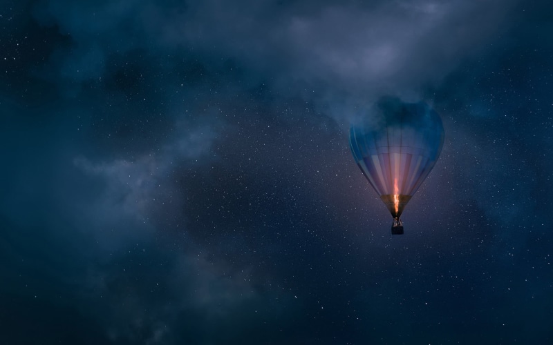 night, star - space, hot, blue, hot air balloons, galaxy, hot air balloon, scenics - nature, sky, nature, orange, air vehicle, flying, air, beauty in nature