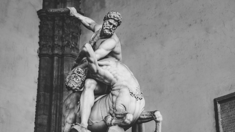 muscular build, male likeness, greek, 5K, day, architecture, shirtless, representation, outdoors, art and craft, art, built structure, strength, female likeness