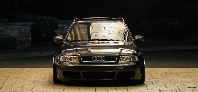 2K, night, vehicle, transportation, stationary, travel, headlight, Audi, land vehicle, German, retro styled, city, Audi A4 Avant, car, focus on foreground
