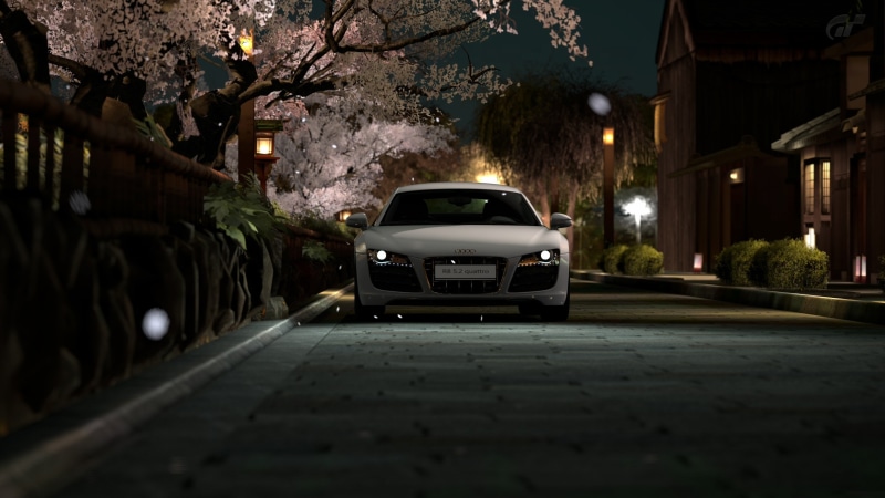 Audi, Audi R8 Type 42, street, Audi R8, 4K, supercars, road, trees, night, car, lights, Japan