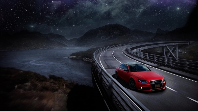 milky way, Audi, scenics - nature, no people, vehicle, transportation, star - space, car, Audi A4, matte paint, on the move, land vehicle, long exposure
