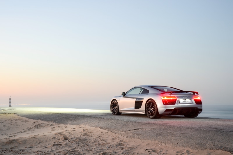 Audi R8 V10 Plus, Audi R8 Type 4S, Audi, sea, car, 4K, Audi R8
