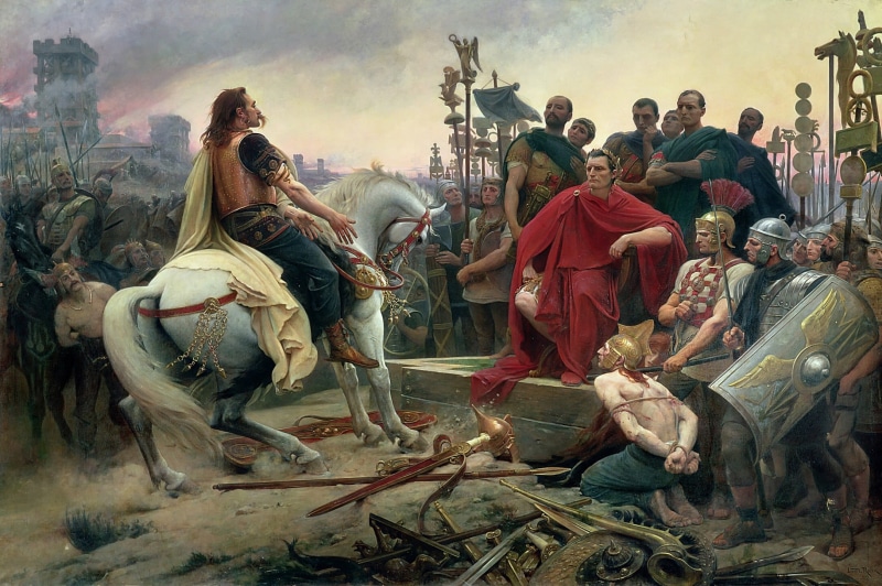 Julius Caesar, Vercingetorix, art and craft, men, belief, group of people, painting, spirituality, celebration, women, religion, roman empire, history
