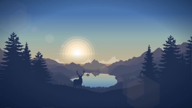 beauty in nature, sky, Firewatch, no people, tranquility, tranquil scene, tree, pine trees, sunbeam, sunset, surrounded, bright, 1080P, scenics - nature