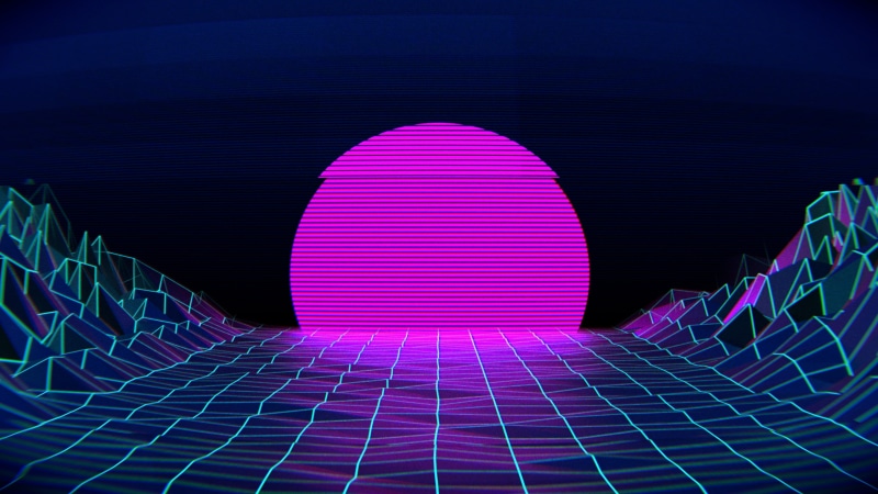 sun, vaporwave, Grid, 4K