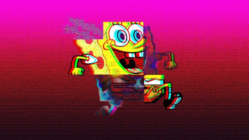 Spongebob, VHS, 1080P, Run, vaporwave, Squarepants