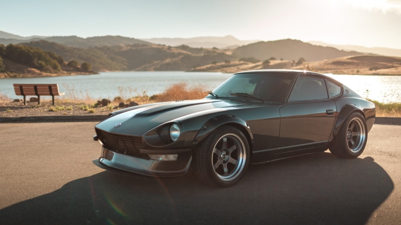 s30, black cars, day, road trip, road, JDM, vintage car, sky, land vehicle, focus on foreground, outdoors, convertible, Speedhunters, retro styled, mode of transportation