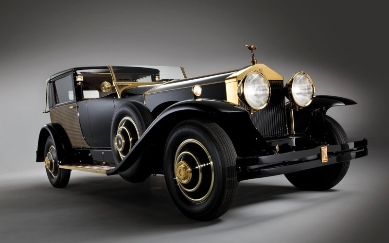 transportation, vintage car, stationary, car, black, indoors, motor vehicle, metal, gray background, land vehicle, studio shot, vintage, Oldtimer, cut out