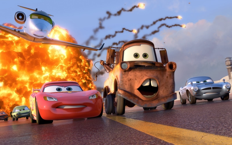 prosecution, mode of transportation, Tokyo drift, nature, Owen Wilson, race, agent, sky, car, 2K, animated film, Lightning, lighting Equipment, flame