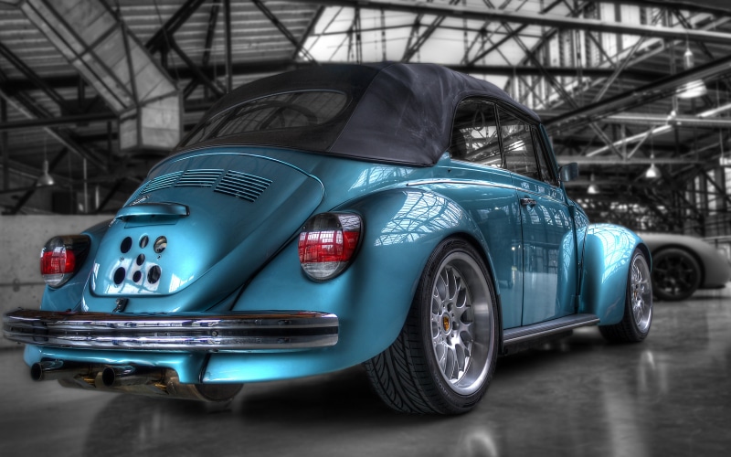 super beetle, 4K, vintage cars, classic cars, hdr, black, volkswagen, old cars, super, vw beetle, beetle, blue