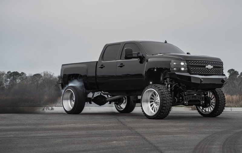 epic, motor vehicle, pickup, semi-truck, one person, chevrolet, road, burnem, crew, wheels, overcast, land vehicle, black, tree, transportation, mode of transportation