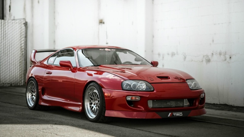 mode of transportation, luxury, 1080P, city, Stance, car, day, land vehicle, Supra, sports car, retro styled, stationary, red, vintage, outdoors, Toyota