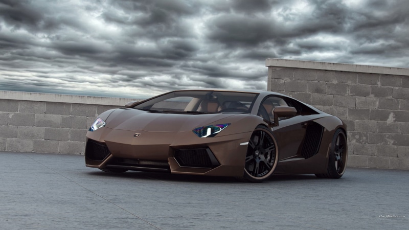 car, outdoors, transportation, brick wall, ominous, 1080P, black, storm, sky, nature, luxury, architecture, wall, Lamborghini, Lamborghini Aventador, dramatic sky