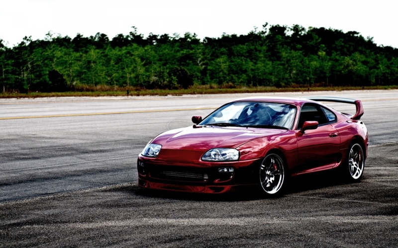 JDM, retro styled, plant, land vehicle, motor vehicle, sky, Toyota Supra, growth, travel, day, mode of transportation, red, 720P, nature, transportation
