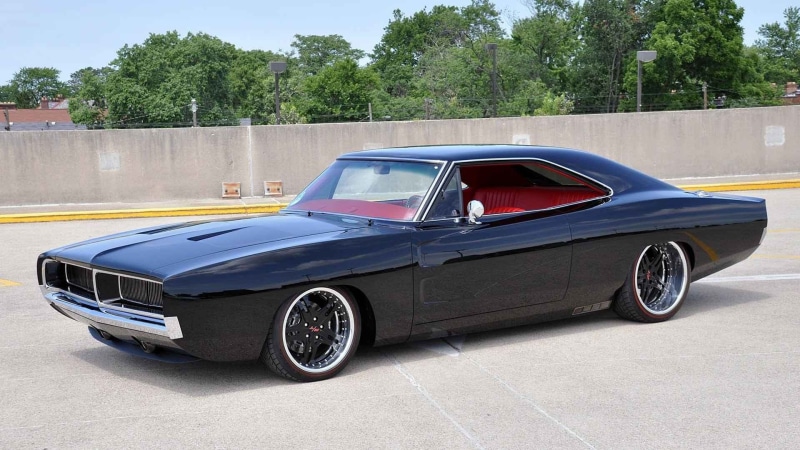 nature, day, custom, muscle cars, 1080P, road, motor vehicle, vintage car, pick-up truck, tree, blakc, plant, coupe, mode of transportation, wheel, land vehicle