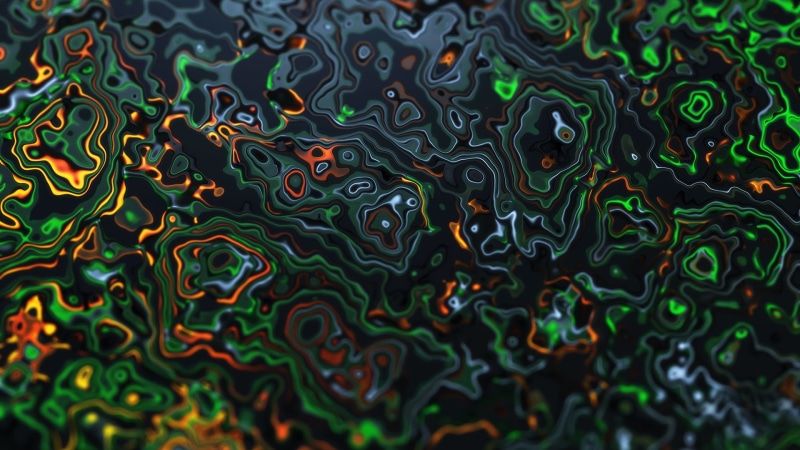 glowing, full frame, digital, water, green color, psychedelic, abstract, no people, selective focus, colorful, motion, design, high angle view