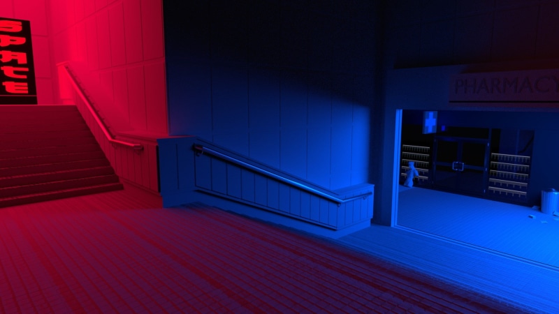 blue, vaporwave, stairs, red, 1080P