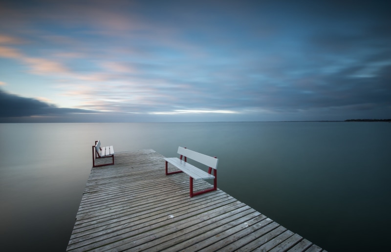 bench, beauty in nature, non-urban scene, horizon over water, nature, white, wood, frame, pier, sea, water, scenics - nature, bed, wood - material, tranquility