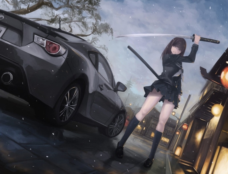 Toyota GT86, car, GT86, 720P, anime girls