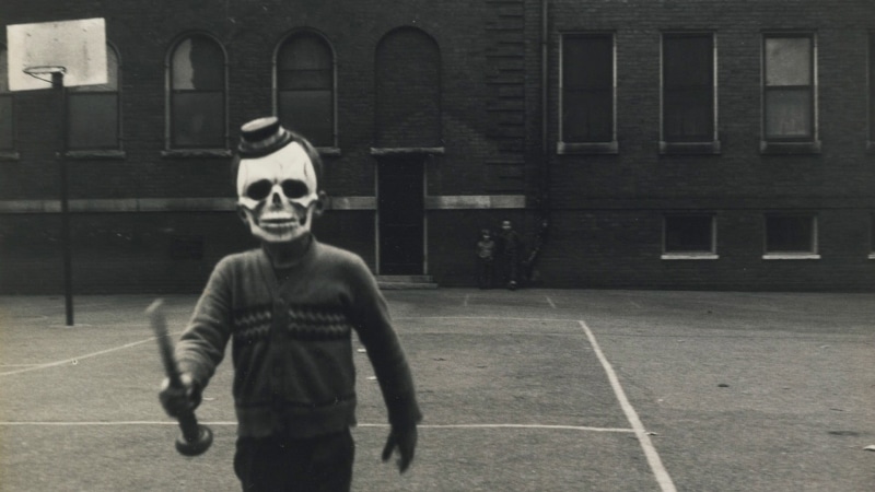 front view, skull, 1080P, adult, fashion, architecture, man, mask, wearing, building exterior, portrait, day, disguise, scary face, building, looking at camera