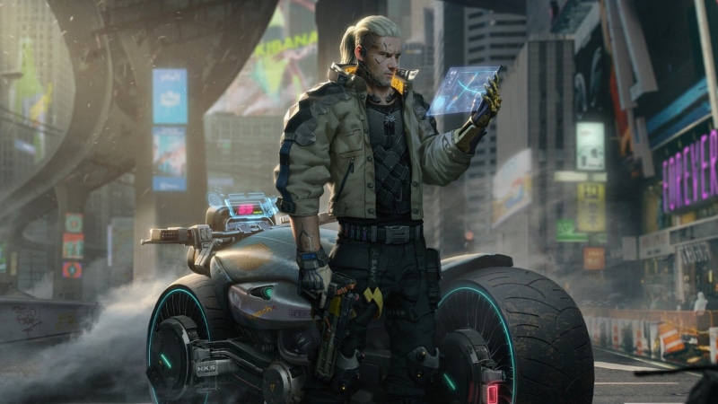 Crossover, Video Game, 1080P, Cyberpunk 2077, Geralt of Rivia, The Witcher 3: Wild Hunt