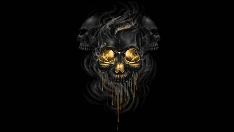 smoke - physical structure, gold colored, black, metal, indoors, artwork, close-up, reflection, cut out, representation, creativity, pattern, black background