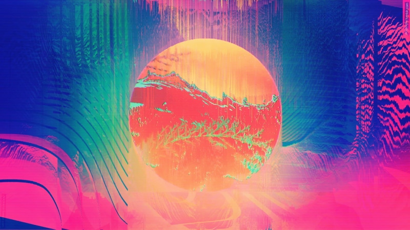 paintings, motion, blue, 1080P, multi colored, vibrant color, indoors, red, acrylic painting, animal themes, circle, art and craft, painting, nature, glitch art
