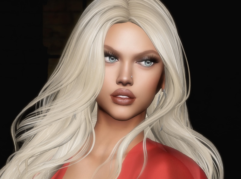 Blonde, secondlife, adult, Portrait, fashion, Elegant, blue, Beauty, hairstyle, women, headshot, looking at camera, studio shot, makeup, body part, fashion model