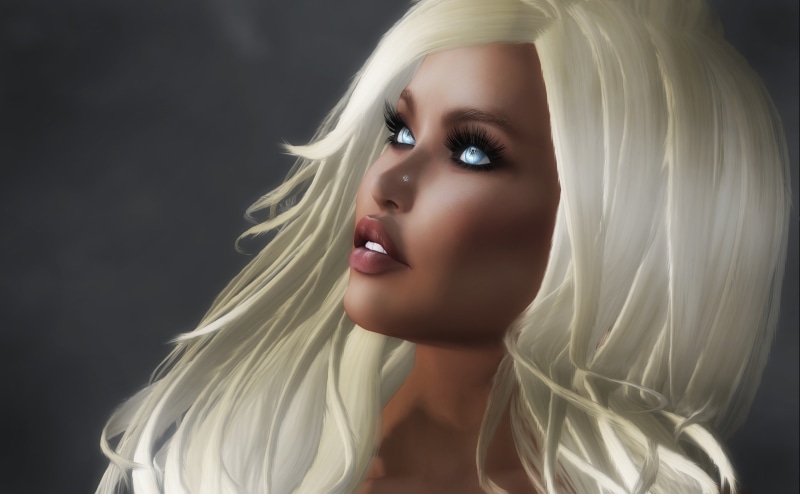 beautiful people, beautiful woman, platinumblonde, VirtualGirl, adult, headshot, secondlife, human lips, black background, VirtualReality, People, 4K
